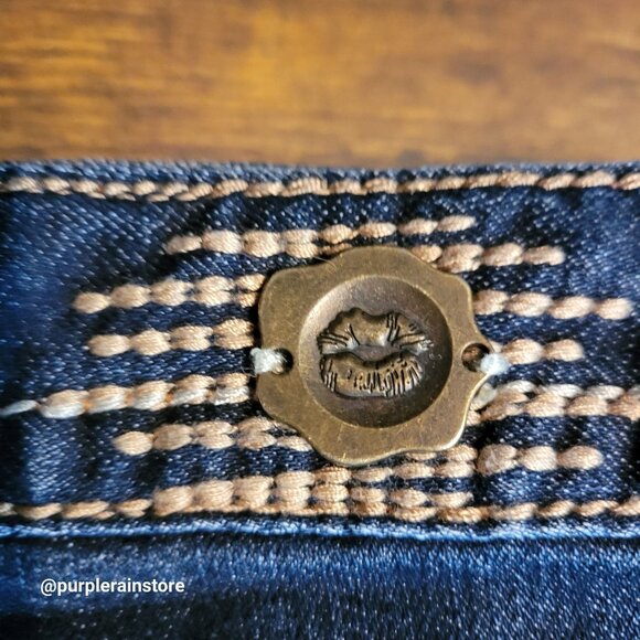 1st Kiss Jeans 20 Skinny High Rise Embellished Thick Stitch Dark Wash Stretch - Picture 4 of 12